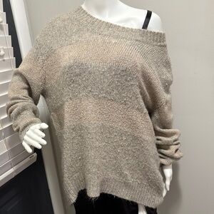 Chic Off-Shoulder Tan Sweater